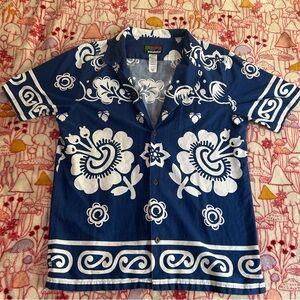 Gerry Lopez Patagonia “Pataloha” Hawaiian Shirt Blue and White Men’s Medium